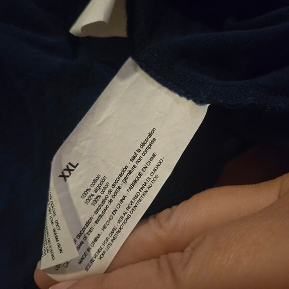 Ella Moss XXL Navy Blue “Joy” Embroidered Tee Casual Short Sleeve - Picture 4 of 9